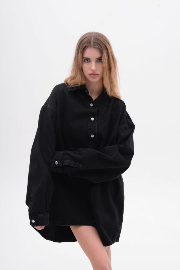 Black denim shirt oversized