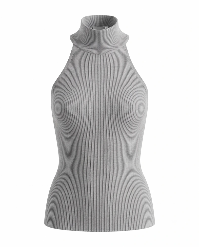 Szary dzianinowy top halter