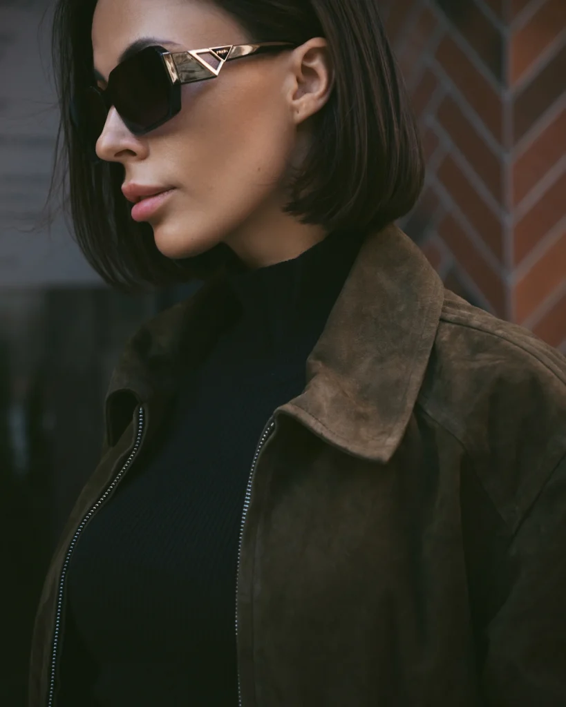 Preorder. Kurtka bomberka w kolorze khaki z naturalnego zamszu